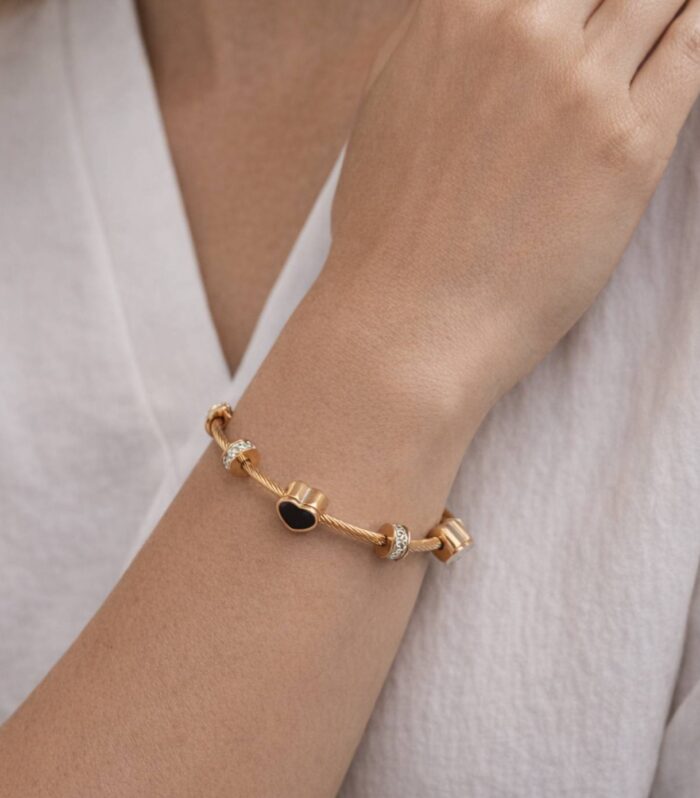 Gold Charm Cable Bracelet for Women | Designer-Inspired Fashion Bracelet