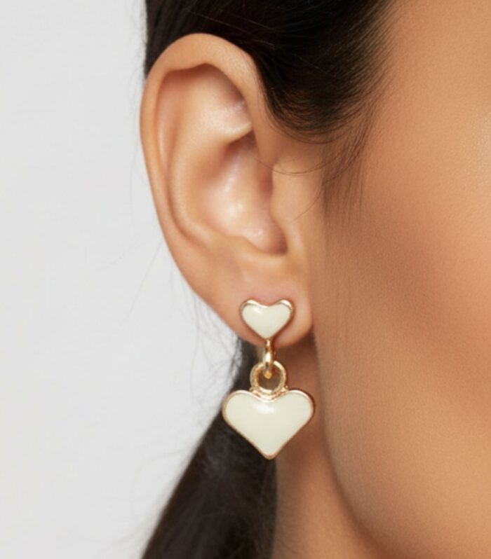 Heart Shape Drop Stud Earrings for Women