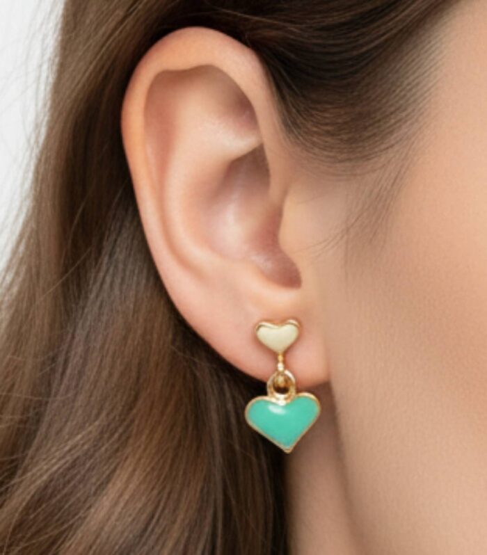 Gold Plated Heart Shape Stud Earrings for Women