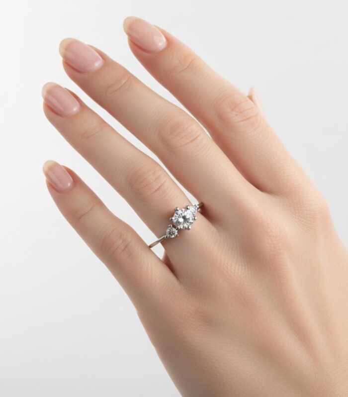 Adjustable Silver Ring with Heart Round Crystal Stones for Women | Wear Your Jewellery